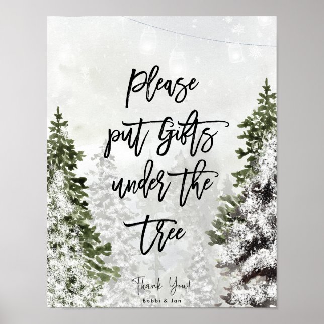 colocar presentes sob a árvore poster de Natal (Frente)