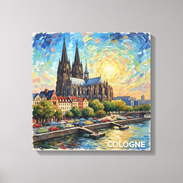 Cologne Cathedral Riverside Glow Canvas Art (Frente)