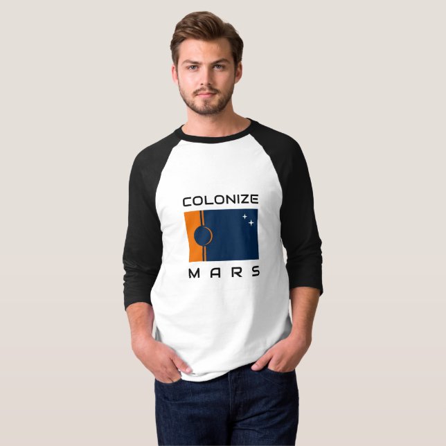 Colonizar Camiseta Marte com Bandeira Marciana (Frente Completa)