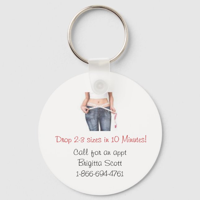 Coloque 2 a 3 tamanhos em 10 minutos chaveiro (Frente)