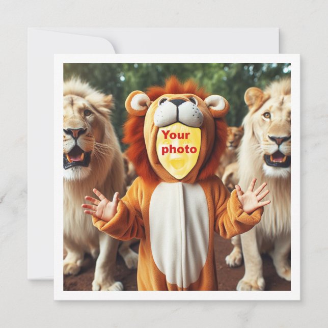 Coloque o meu rosto na imagem, leões e cartão de c (Frente)