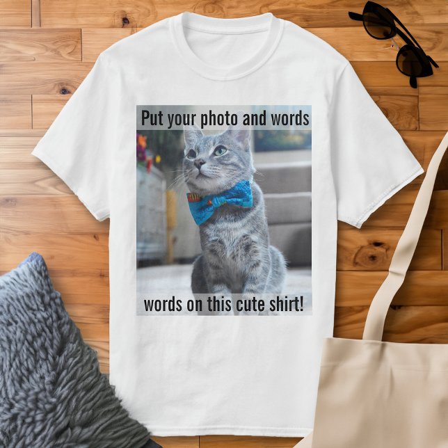 Coloque sua foto e palavras nesta Camisa Cuta (custom photo t-shirt)