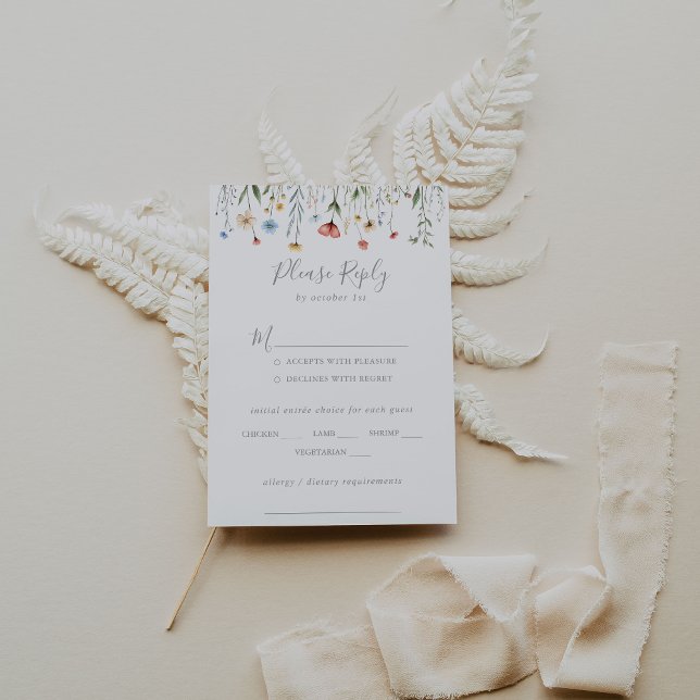 Color Garden wildflower Wedding Menu Choice RSVP (Criador carregado)