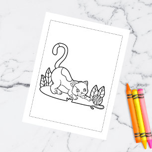 Color Me Cat Playing Yarn Cartões de Atividade