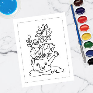 Color Me Wating Can Sunflower   Cartões de Ativid