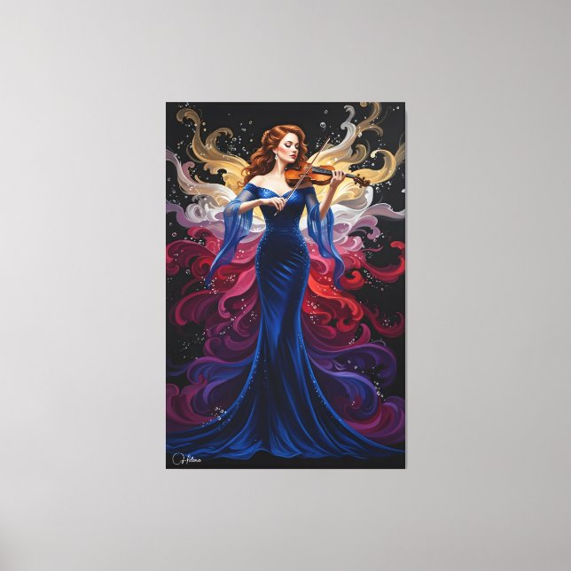 Color Splash Violin Girl Canvas Art  (Frente)
