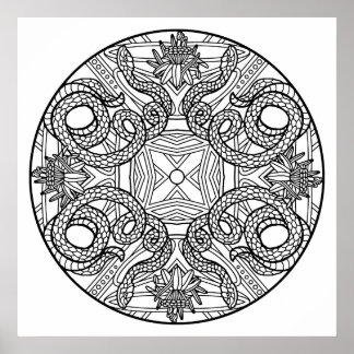 Color Your Own Snakes Mandala Coloring Poster