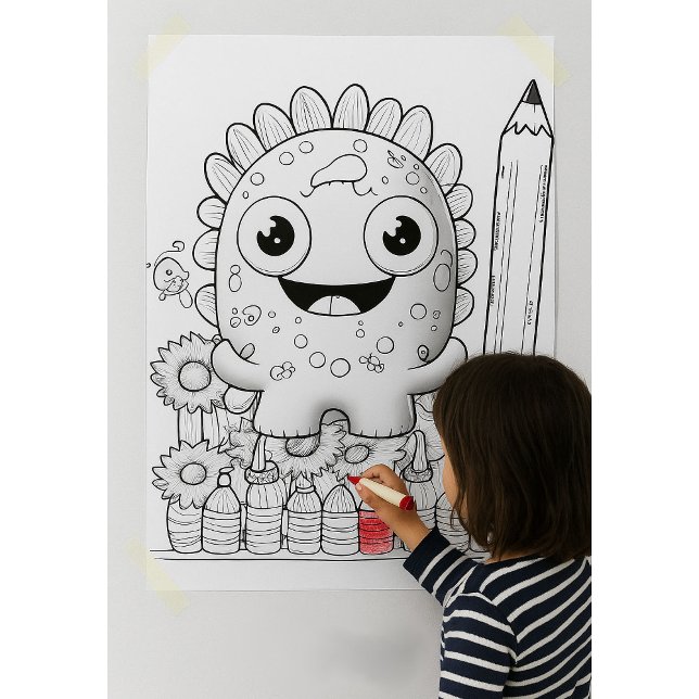 Color Yourself Cartoon Monster Kids Wall Poster (Criador carregado)