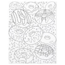 Coloração moderna de comidas rosquinhas pretas e b