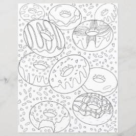 Coloração moderna de comidas rosquinhas pretas e b