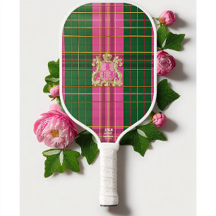 Coloração rosa-da-Xadrez e monograma verde