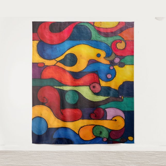 Colorcubo 2 Cubismo Colorido Tapeçaria (Frente)