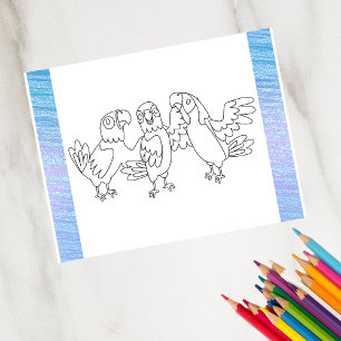 Colore-me papagaio com amigos Cartões de Ativid