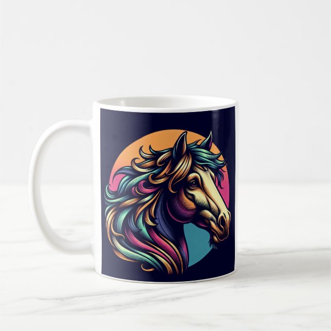 Colorfu arco-íris cabeça de cavalo café xícara de  (Esquerda)