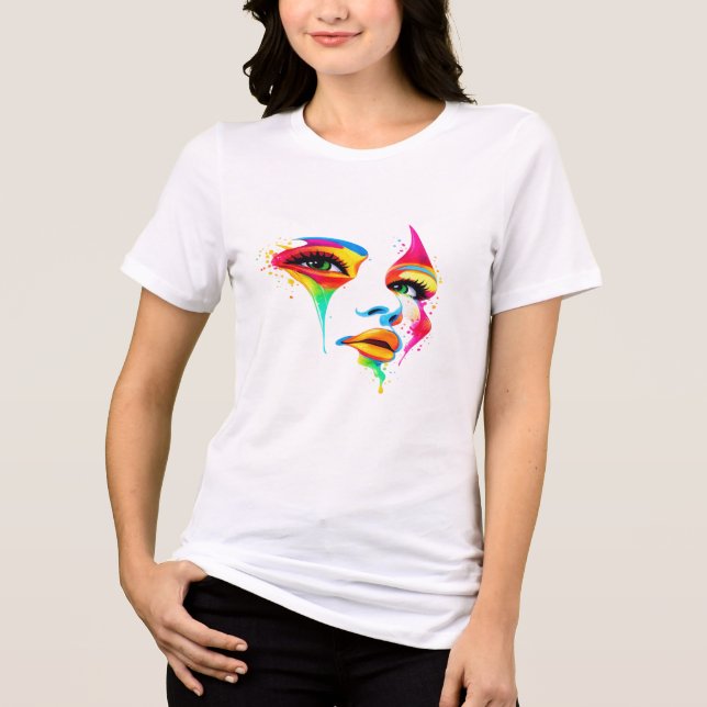 Colorful Abstract Face Art Women's T-Shirt (Frente)