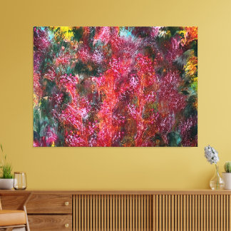 Colorful Abstract Floral Painting on Canvas