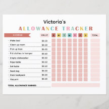 Colorful Allowance Tracker for Kids Chores