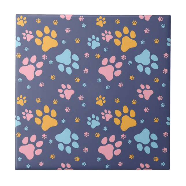 Colorful Animal Paw Prints Pattern (Frente)