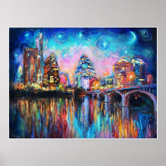 Colorful Austin Skyline Poster Svetlana Novikova (Frente)