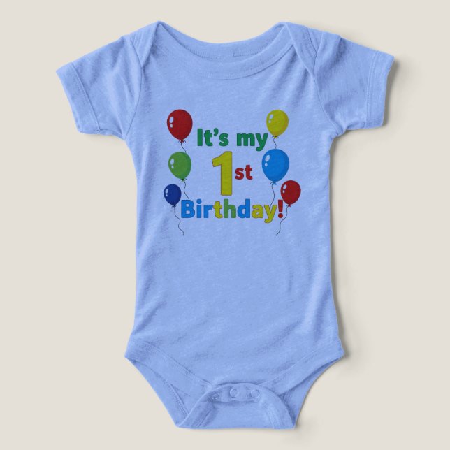 Colorful Balloons "It's My 1st Birthday" Bodysuit (Design frontal)
