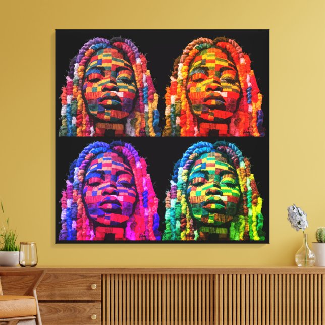 Colorful Black Women Stretched Canvas Print (Insitu(Sala de estar))