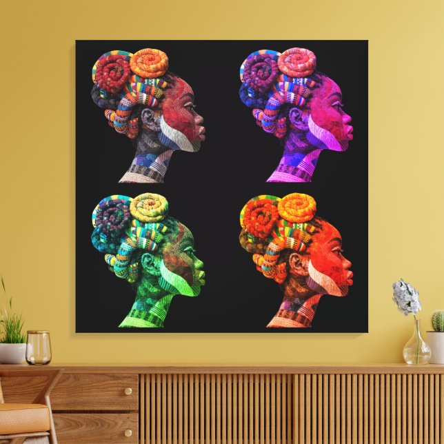 Colorful Black Women Stretched Canvas Print (Insitu(Sala de estar))