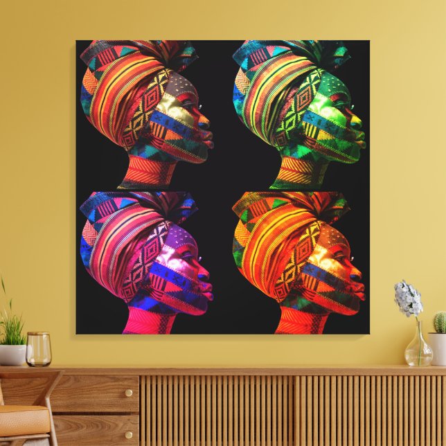Colorful Black Women Stretched Canvas Print (Insitu(Sala de estar))