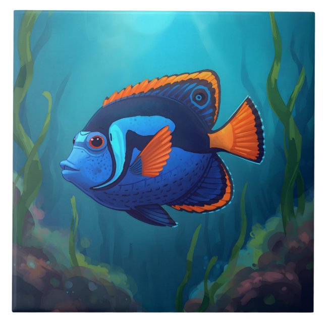 Colorful Blue Orange Tropical Fish and Coral Reef  (Frente)