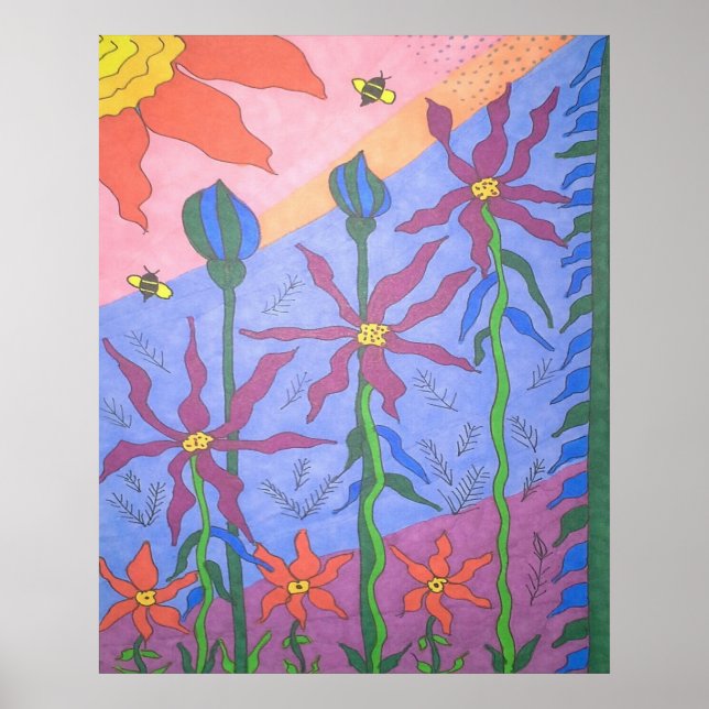 Colorful Bohemian Garden Art Poster (Frente)