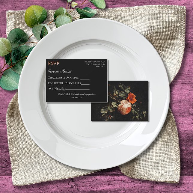 Colorful Boho Chic Black Floral RSVP (Criador carregado)