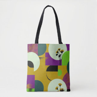 Colorful Botanical Shapes Tote Bag – Playful Flora