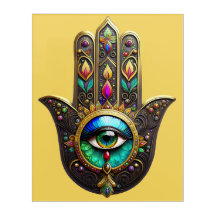 Colorful Brown Gold Hamsa Rainbow Color Third Eye