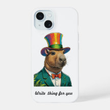 Colorful Dapper Capybara Top Hat iPhone 15 Case