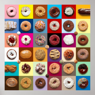 Colorful Donuts square poster