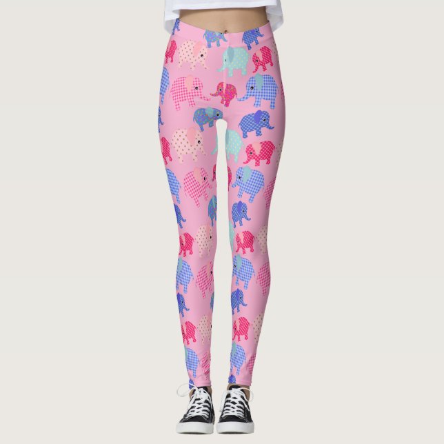 Colorful Elephants Pink Leggings (Frente)