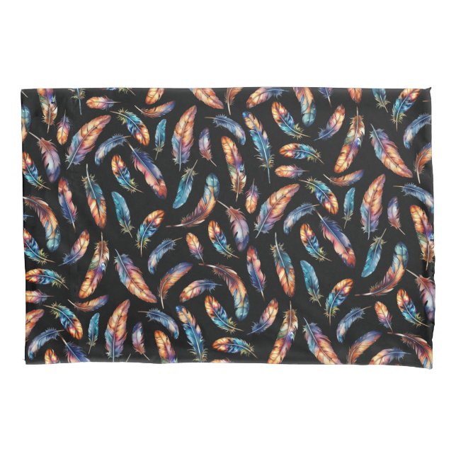 Colorful Feather Art Reversible Boho Graphic Print (Frente)