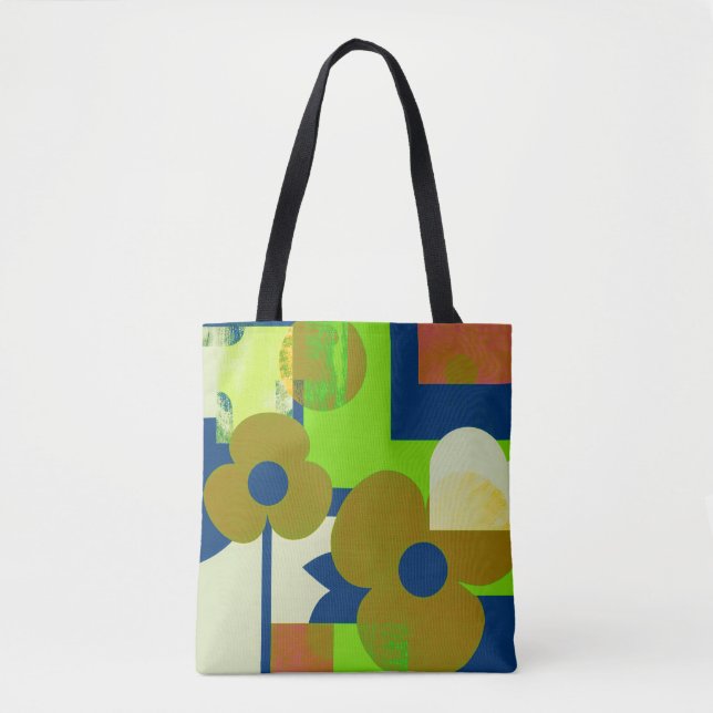 Colorful Floral Pattern Tote Bag – Cute Vibrant Fl (Frente)