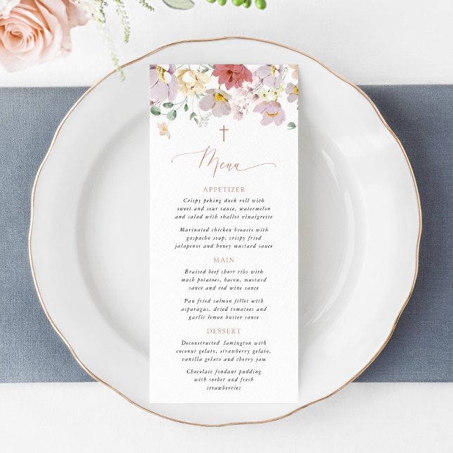 Colorful Flowers, Wildflowers, Boho, Baptism Menu (Criador carregado)