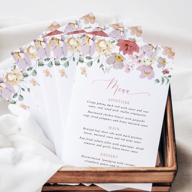 Colorful Flowers, Wildflowers, Boho, Wedding Menu (Criador carregado)