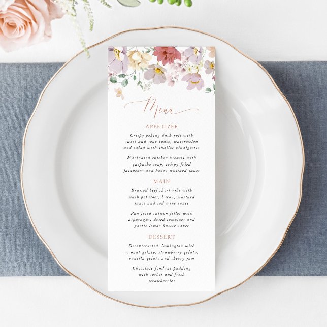 Colorful Flowers, Wildflowers, Boho, Wedding Menu (Criador carregado)