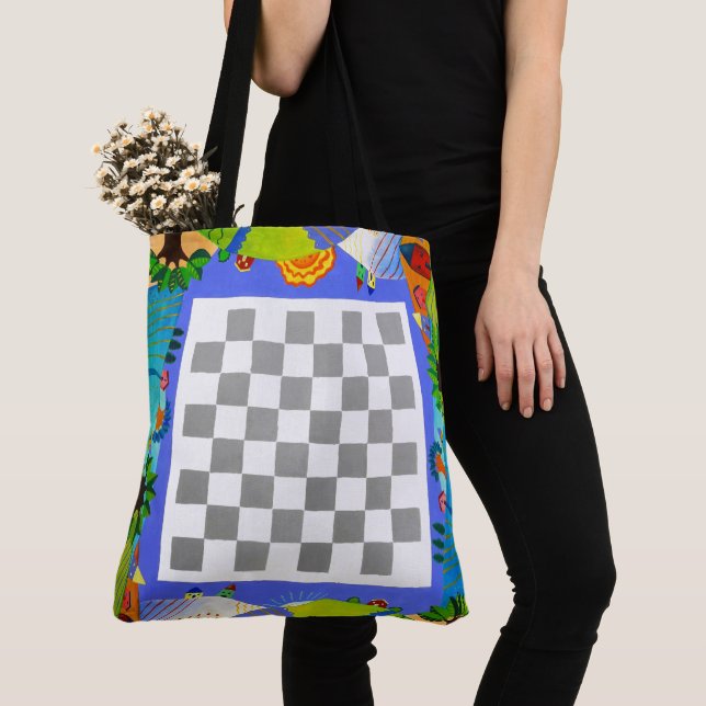 Colorful Fun and Playable Game Board Tote (Close Up)