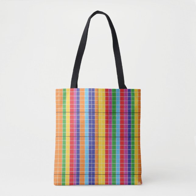 Colorful Geometric Pattern Tote Bag – Modern Rainb (Frente)