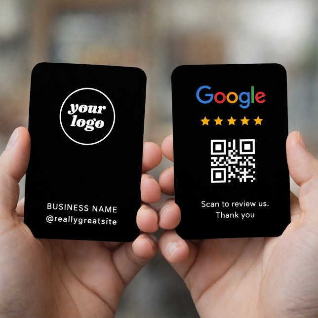 Colorful Google Review QR Code Minimal Business  (Black business review card with QR code for Google customer feedback)