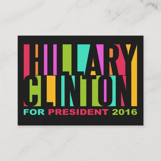 Colorful Hillary Clinton 2016 cartões de visitas (Frente)