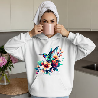 Colorful Hummingbird Floral Nature Art T-Shirt