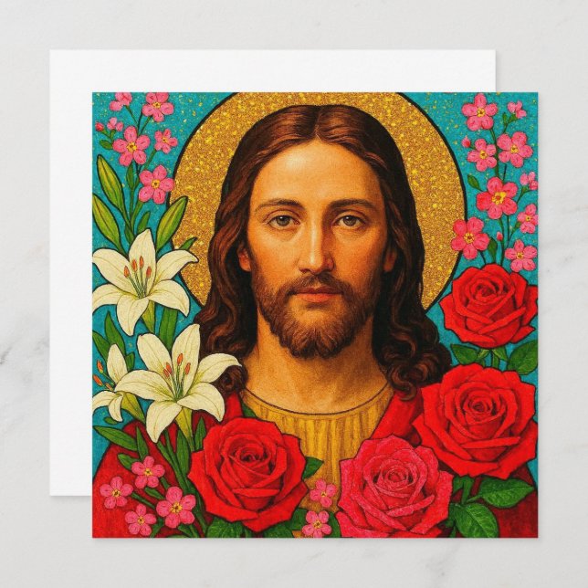 Colorful Jesus Greeting Card. (Frente/Verso)