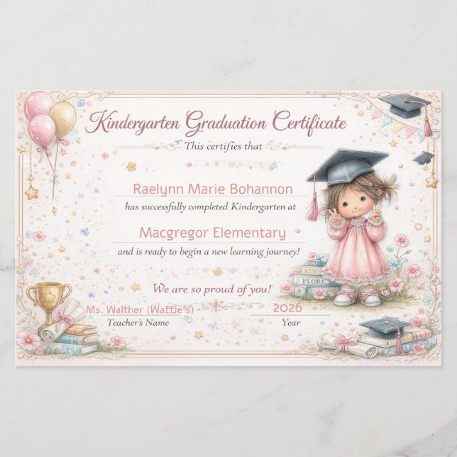 Colorful Kindergarten Graduation Certificate  (Frente)