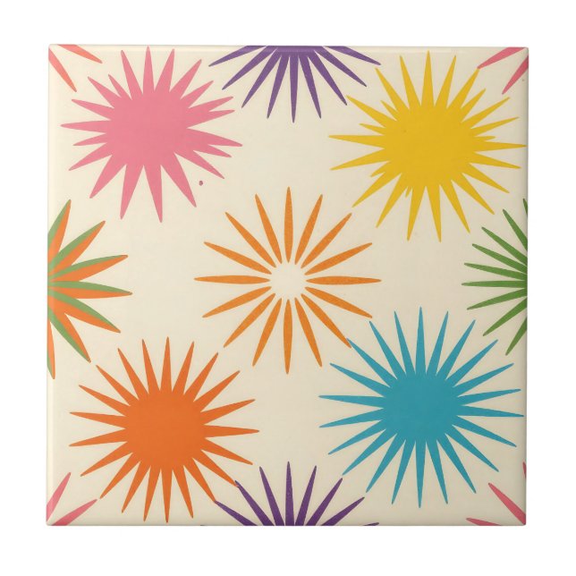 Colorful Mid Century Starburst Pattern (Frente)