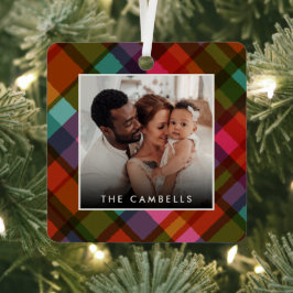 Colorful Modern Plaid Christmas Photo