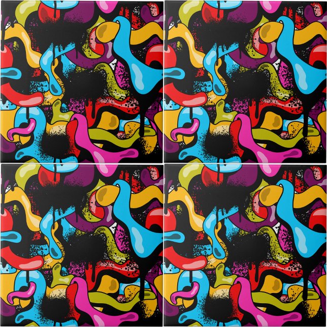 Colorful Neon Graffiti Hip Hop Street Art (Colorful Neon Graffiti Hip Hop Street Art Ceramic Tile)